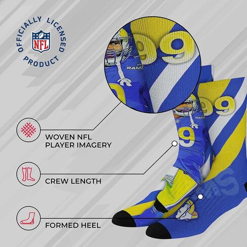 جورب مخطط من FBF للكبار NFL Dak Prescott Player، أحذية للرجال والنساء، جوارب طاقم ليوم اللعبة (Dallas Cowboys - أزرق، مقاس كبير للبالغين) in Kuwait