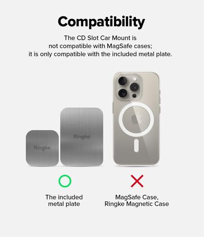 Ringke 2 in 1 CD Slot Car Phone Holder Mount One Touch Premium Adjustable Phone Grip Strong Magnet Clip Cradle for Universal Smartphone - Black in Saudi Arabia