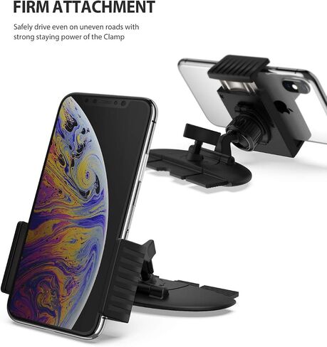 Ringke 2 in 1 CD Slot Car Phone Holder Mount One Touch Premium Adjustable Phone Grip Strong Magnet Clip Cradle for Universal Smartphone - Black in Saudi Arabia