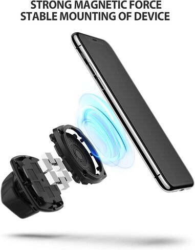 Ringke 2 in 1 CD Slot Car Phone Holder Mount One Touch Premium Adjustable Phone Grip Strong Magnet Clip Cradle for Universal Smartphone - Black in Saudi Arabia