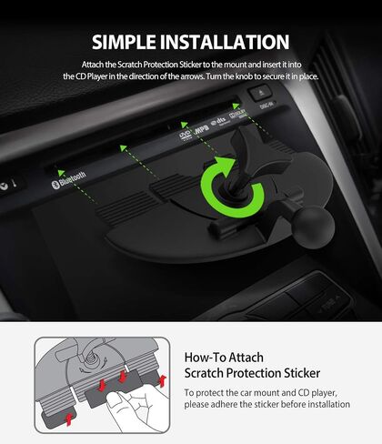 Ringke 2 in 1 CD Slot Car Phone Holder Mount One Touch Premium Adjustable Phone Grip Strong Magnet Clip Cradle for Universal Smartphone - Black in Saudi Arabia