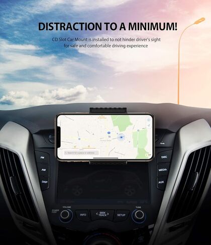 Ringke 2 in 1 CD Slot Car Phone Holder Mount One Touch Premium Adjustable Phone Grip Strong Magnet Clip Cradle for Universal Smartphone - Black in Saudi Arabia