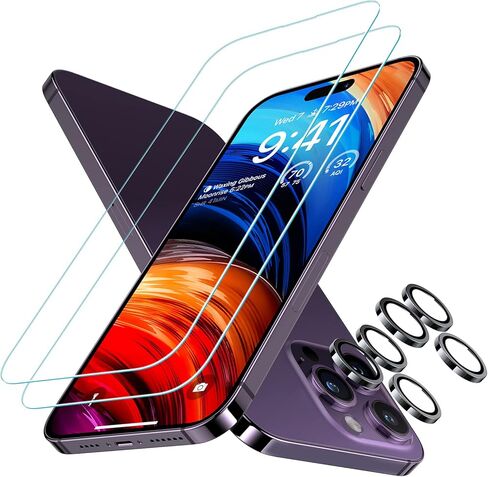 TORRAS [حزمة من قطعتين + 2 واقي شاشة iPhone 14 Pro وواقي عدسة الكاميرا iPhone 14 Pro 360 حماية كاملة للشاشة زجاج مقسى بصلابة 9H، 6.1 بوصة in Kuwait