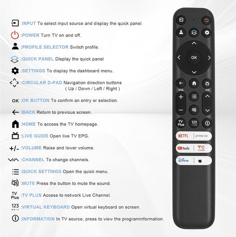 𝐑𝐂𝟖𝟏𝟑 Voice Remote Control for TCL TV Replacement Remote, Compatible with TCL-Google Q6/Q7/QM8/S3/S4 Series - RC813 in Saudi Arabia