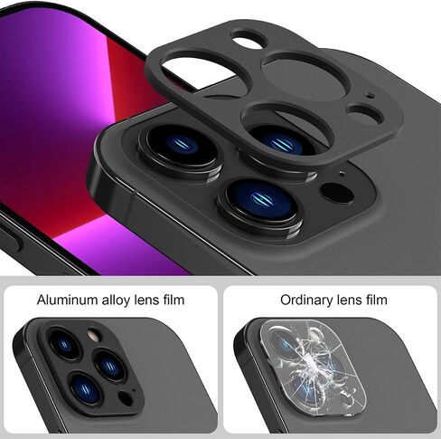 Suoman 3-Pack for 13 Pro 6.1 inch/iPhone 13 Pro Max 6.7 inch Camera Lens Edge Protector Film, No Tempered Glass Aluminum Alloy Frame Protector, [Scratch-Resistant] [Easy to Install] - Black in Saudi Arabia