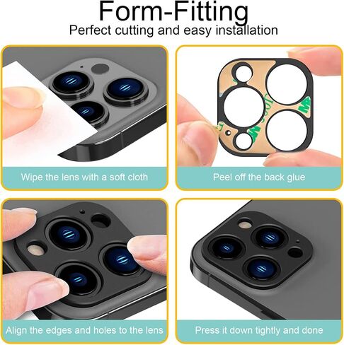 Suoman 3-Pack for 13 Pro 6.1 inch/iPhone 13 Pro Max 6.7 inch Camera Lens Edge Protector Film, No Tempered Glass Aluminum Alloy Frame Protector, [Scratch-Resistant] [Easy to Install] - Black in Saudi Arabia