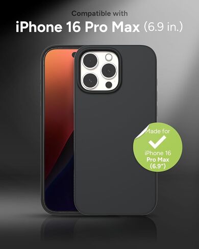 حافظة ZAGG Manhattan Snap لهاتف iPhone 16 Pro Max - متوافقة مع MagSafe، حماية من السقوط بطول 13 قدم، معززة بالجرافين، سيليكون ناعم الملمس، تصميم نحيف وخفيف الوزن، محتوى معاد تدويره بنسبة 96%، أسود in Saudi Arabia