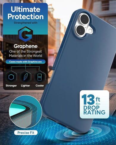 حافظة ZAGG Manhattan Snap لهاتف iPhone 16 Pro Max - متوافقة مع MagSafe، حماية من السقوط بطول 13 قدم، معززة بالجرافين، سيليكون ناعم الملمس، تصميم نحيف وخفيف الوزن، محتوى معاد تدويره بنسبة 96%، أسود in Saudi Arabia