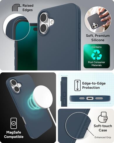 حافظة ZAGG Manhattan Snap لهاتف iPhone 16 Pro Max - متوافقة مع MagSafe، حماية من السقوط بطول 13 قدم، معززة بالجرافين، سيليكون ناعم الملمس، تصميم نحيف وخفيف الوزن، محتوى معاد تدويره بنسبة 96%، أسود in Saudi Arabia