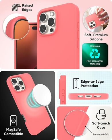 حافظة ZAGG Manhattan Snap لهاتف iPhone 16 Pro Max - متوافقة مع MagSafe، حماية من السقوط بطول 13 قدم، معززة بالجرافين، سيليكون ناعم الملمس، تصميم نحيف وخفيف الوزن، محتوى معاد تدويره بنسبة 96%، أسود in Saudi Arabia