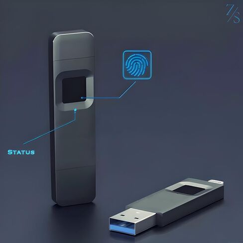 محرك أقراص فلاش USB مشفر ببصمة الإصبع سعة 128 جيجابايت │ أمان بيومتري متقدم، نقل سريع للبيانات، مقاوم للماء والصدمات │ Timberwolf Gray in Kuwait