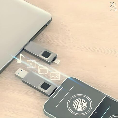 محرك أقراص فلاش USB مشفر ببصمة الإصبع سعة 128 جيجابايت │ أمان بيومتري متقدم، نقل سريع للبيانات، مقاوم للماء والصدمات │ Timberwolf Gray in Kuwait