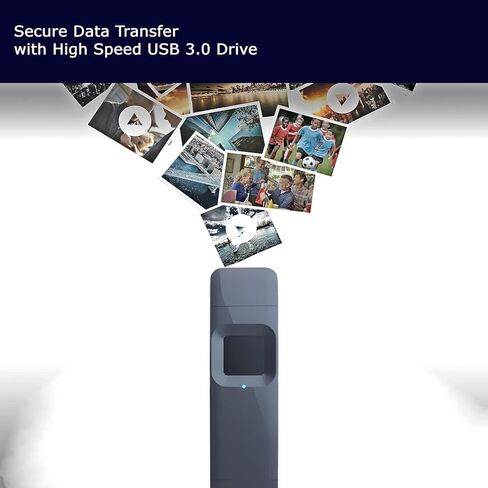 محرك أقراص فلاش USB مشفر ببصمة الإصبع سعة 128 جيجابايت │ أمان بيومتري متقدم، نقل سريع للبيانات، مقاوم للماء والصدمات │ Timberwolf Gray in Kuwait