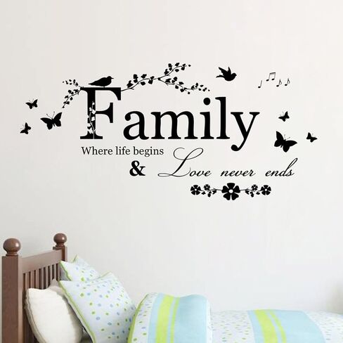 "Family Where Life Begins and Love Never Ends" Quote Decors Wall Saying Decals Quote for Home Wall Stickers Nursery Decor(1) in Saudi Arabia