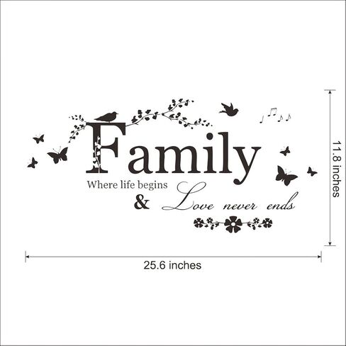 "Family Where Life Begins and Love Never Ends" Quote Decors Wall Saying Decals Quote for Home Wall Stickers Nursery Decor(1) in Saudi Arabia