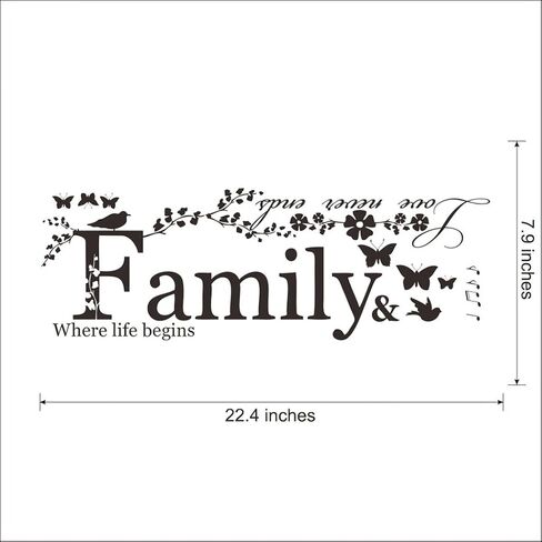 "Family Where Life Begins and Love Never Ends" Quote Decors Wall Saying Decals Quote for Home Wall Stickers Nursery Decor(1) in Saudi Arabia