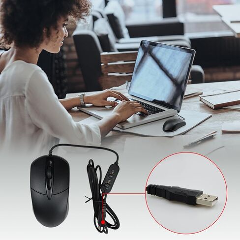 ماوس كمبيوتر Flylin USB مُدفأ، ماوس سلكي 1600 نقطة في البوصة مع 3 سرعات لضبط درجة الحرارة/التوقيت، ماوس بصري ثلاثي الأبعاد مُسخن للكمبيوتر المحمول والكمبيوتر المكتبي والكمبيوتر المحمول in Kuwait