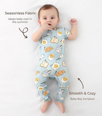 Baby Boy Rompers Short Sleeve Jumpsuit with Pants One Piece Soft Overalls for Infant Boys, Viscose Made from Bamboo in Saudi Arabia