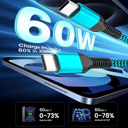 كابل Teeind USB C، [6 أقدام، 3 عبوات 60 وات] كابل PD 3.0 USB C شحن سريع لهاتف Samsung Galaxy A10e A20 A50 A51 A71، S20 S10 S9 S8 Plus S10E، Note 20 10 9 8، Moto G7 G8 in Kuwait