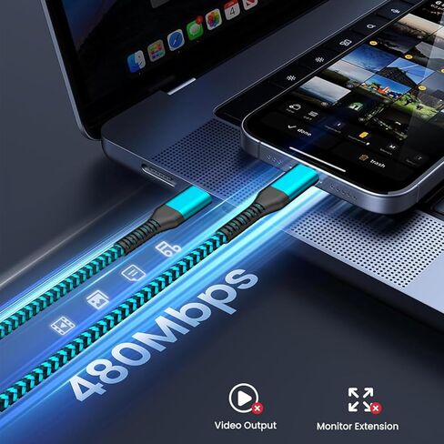 كابل Teeind USB C، [6 أقدام، 3 عبوات 60 وات] كابل PD 3.0 USB C شحن سريع لهاتف Samsung Galaxy A10e A20 A50 A51 A71، S20 S10 S9 S8 Plus S10E، Note 20 10 9 8، Moto G7 G8 in Kuwait