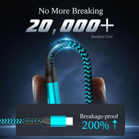 كابل Teeind USB C، [6 أقدام، 3 عبوات 60 وات] كابل PD 3.0 USB C شحن سريع لهاتف Samsung Galaxy A10e A20 A50 A51 A71، S20 S10 S9 S8 Plus S10E، Note 20 10 9 8، Moto G7 G8 in Kuwait