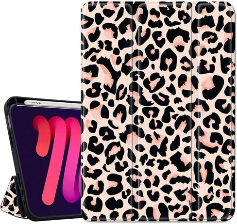 Hi Space for iPad Mini 6 Case 2021 8.3 inch with Pencil Holder, Leopard Cheetah Trifold Stand Protective Shockproof for iPad Mini 6th Generation Cover Auto Sleep Wake for A2567 A2568 A2569 in Saudi Arabia