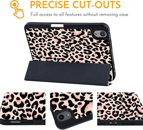Hi Space for iPad Mini 6 Case 2021 8.3 inch with Pencil Holder, Leopard Cheetah Trifold Stand Protective Shockproof for iPad Mini 6th Generation Cover Auto Sleep Wake for A2567 A2568 A2569 in Saudi Arabia