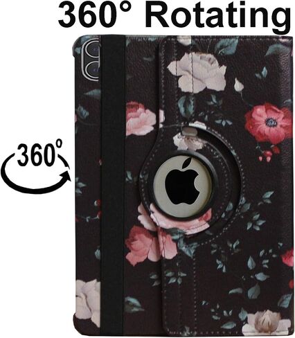 حافظة لجهاز iPad Pro 11 2024 (M4)، غطاء مغناطيسي ذكي بحامل دوار لجهاز A2836 A2837 A3006 MVV83LL/A MVV93LL/A MVVD3LL/A MVW23LL/A (زهرة سوداء) in Saudi Arabia