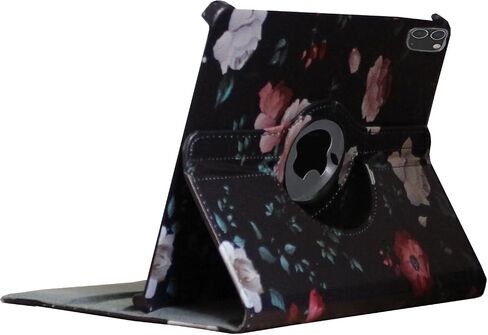 حافظة لجهاز iPad Pro 11 2024 (M4)، غطاء مغناطيسي ذكي بحامل دوار لجهاز A2836 A2837 A3006 MVV83LL/A MVV93LL/A MVVD3LL/A MVW23LL/A (زهرة سوداء) in Saudi Arabia
