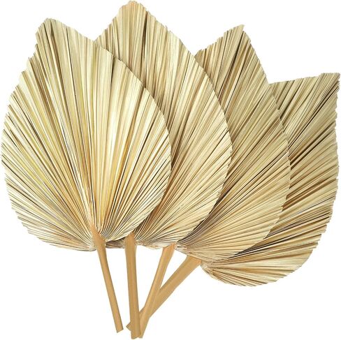 4 Pcs Large Gold Dried Palm Leaves,Natural Boho Dried Palm Leaves Fans with Stem,Tropical Palm Leaves Boho Wedding Decor for Vase Baby Shower Anniversary Home in Saudi Arabia
