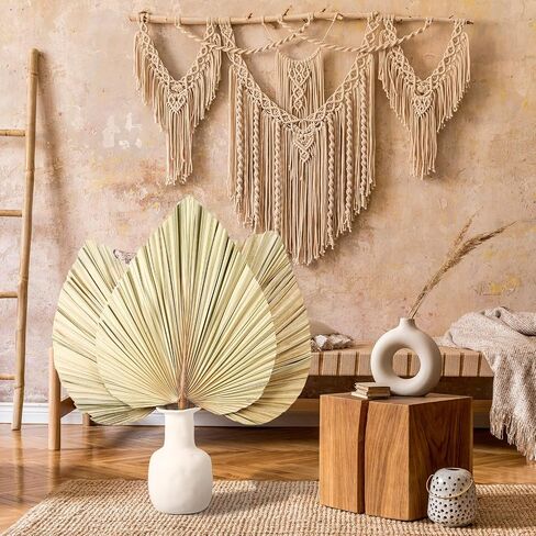 4 Pcs Large Gold Dried Palm Leaves,Natural Boho Dried Palm Leaves Fans with Stem,Tropical Palm Leaves Boho Wedding Decor for Vase Baby Shower Anniversary Home in Saudi Arabia
