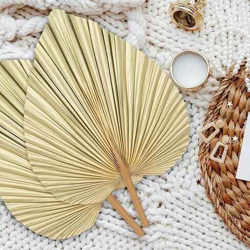 4 Pcs Large Gold Dried Palm Leaves,Natural Boho Dried Palm Leaves Fans with Stem,Tropical Palm Leaves Boho Wedding Decor for Vase Baby Shower Anniversary Home in Saudi Arabia