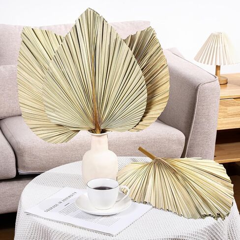 4 Pcs Large Gold Dried Palm Leaves,Natural Boho Dried Palm Leaves Fans with Stem,Tropical Palm Leaves Boho Wedding Decor for Vase Baby Shower Anniversary Home in Saudi Arabia