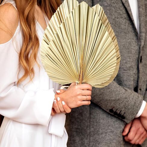 4 Pcs Large Gold Dried Palm Leaves,Natural Boho Dried Palm Leaves Fans with Stem,Tropical Palm Leaves Boho Wedding Decor for Vase Baby Shower Anniversary Home in Saudi Arabia
