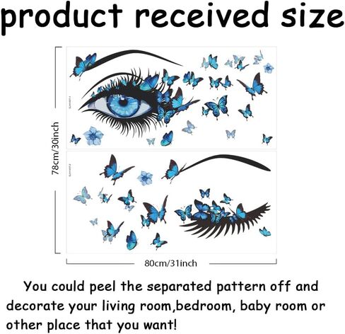 SUPERDANT Butterfly Girl Wall Stickers Blue Flower Fairy Wall Decal Floral Wall Mural Colorful Butterflies Wall Decor DIY Vinyl Wall Art for Girls Baby Nursery Bedroom Playroom in Saudi Arabia