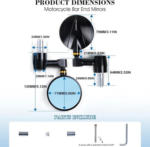 Bar End Mirrors for Motorcycles CNC Aluminum Alloy Motorcycle Mirrors for Handlebars Universal motorcycle bar end mirrors Fit for Most Motorcycle with 7/8" Handlebars in Saudi Arabia
