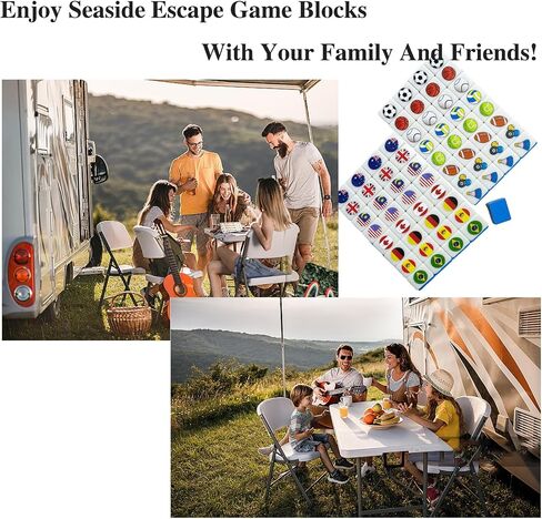 SILICPS Seaside Escape Game Blocks Mahjong Sets with 65 Tiles 30mm Flag and Ball Pattern with Handbag for Spring Picnic Party Gift. in Saudi Arabia