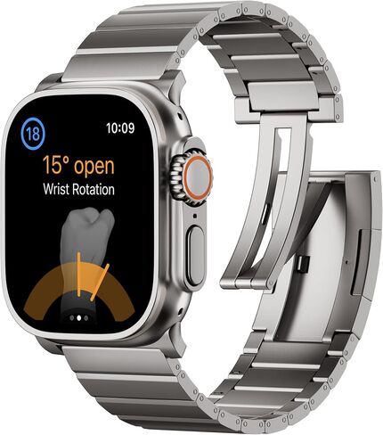LULULOOK Titanium Band for Apple Watch Ultra 2/Ultra 49mm, DLC Scratch-resistant Coating Adjustable Replacement Smartwatch Strap w/Foldover Clasp for Men in Saudi Arabia
