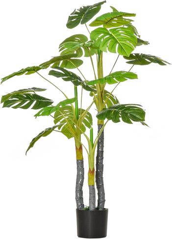 HOMCOM 4.5FT Artificial Bamboo Tree, Faux Decorative Plant in Nursery Pot for Indoor or Outdoor Décor in Saudi Arabia