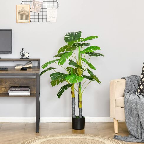 HOMCOM 4.5FT Artificial Bamboo Tree, Faux Decorative Plant in Nursery Pot for Indoor or Outdoor Décor in Saudi Arabia