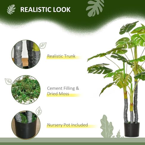 HOMCOM 4.5FT Artificial Bamboo Tree, Faux Decorative Plant in Nursery Pot for Indoor or Outdoor Décor in Saudi Arabia