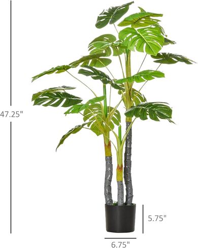 HOMCOM 4.5FT Artificial Bamboo Tree, Faux Decorative Plant in Nursery Pot for Indoor or Outdoor Décor in Saudi Arabia