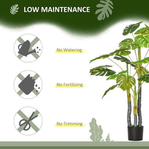 HOMCOM 4.5FT Artificial Bamboo Tree, Faux Decorative Plant in Nursery Pot for Indoor or Outdoor Décor in Saudi Arabia