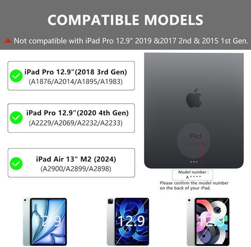 حافظة تعمل باللمس iPad Pro 12.9 مع لوحة مفاتيح لجهاز iPad 12.9 بوصة الجيل السادس 2022، لوحة مفاتيح سحرية قابلة للدوران 360 درجة مع لوحة تتبع، iPad Pro 12.9 بوصة لوحة مفاتيح لجهاز iPad 3rd 4th 5th Gen 6th - أسود in Kuwait