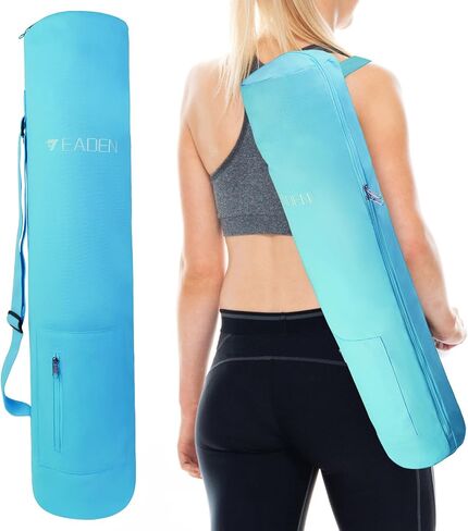 Yoga Mat Bag, Canvas Yoga Mat Bag Carrying Bag with Multi-Functional Storage Pockets, Adjustable Strap & Full-Zip Exercise Yoga Mat, Fits Gym, Class, Beach Park, Travel for Women & Men in Saudi Arabia