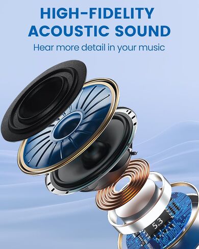 Small Headphones True Wireless Earbuds, in-Ear Earphones 35H Playtime with Charging Case, Built-in Microphone, Clear Stereo Sound, Mini Sports Ear Buds V5.3 Headset for iOS Android, Black in Saudi Arabia