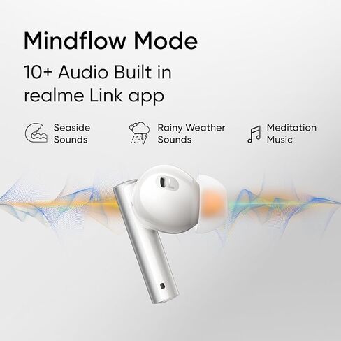 سماعات أذن Realme Air 6 True اللاسلكية، تقليل الضوضاء النشطة 50 ديسيبل، صوت عالي الدقة، LHDC، مشغل جهير ديناميكي 12.4 ملم، 6 ميكروفونات واضحة، بطارية 40 ساعة، بلوتوث 5.3، مقاومة الماء IP55 - (فضي) in Saudi Arabia