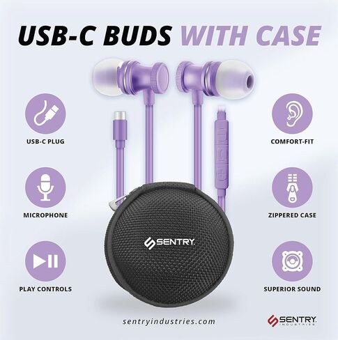 SENTRY OSE400 in-Ear Earbuds with Wired USB-C Connection, Inline Volume Controller & Microphone, Noise Isolation, Black in Saudi Arabia