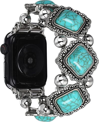 Boho Beaded Bracelet Compatible with Apple Watch Band 38mm 40mm 41mm 42mm 44mm 45mm 49mm Women Men, Bohemian Vintage Western Stretchy Strap for iWatch Band Series 10 9 8 7 6 5 4 3 2 1 SE Ultra 2 in Saudi Arabia