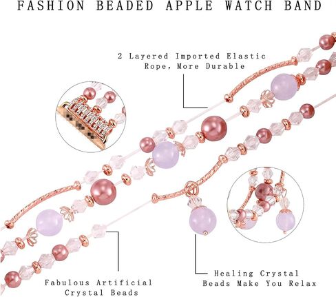 Boho Beaded Bracelet Compatible with Apple Watch Band 38mm 40mm 41mm 42mm 44mm 45mm 49mm Women Men, Bohemian Vintage Western Stretchy Strap for iWatch Band Series 10 9 8 7 6 5 4 3 2 1 SE Ultra 2 in Saudi Arabia